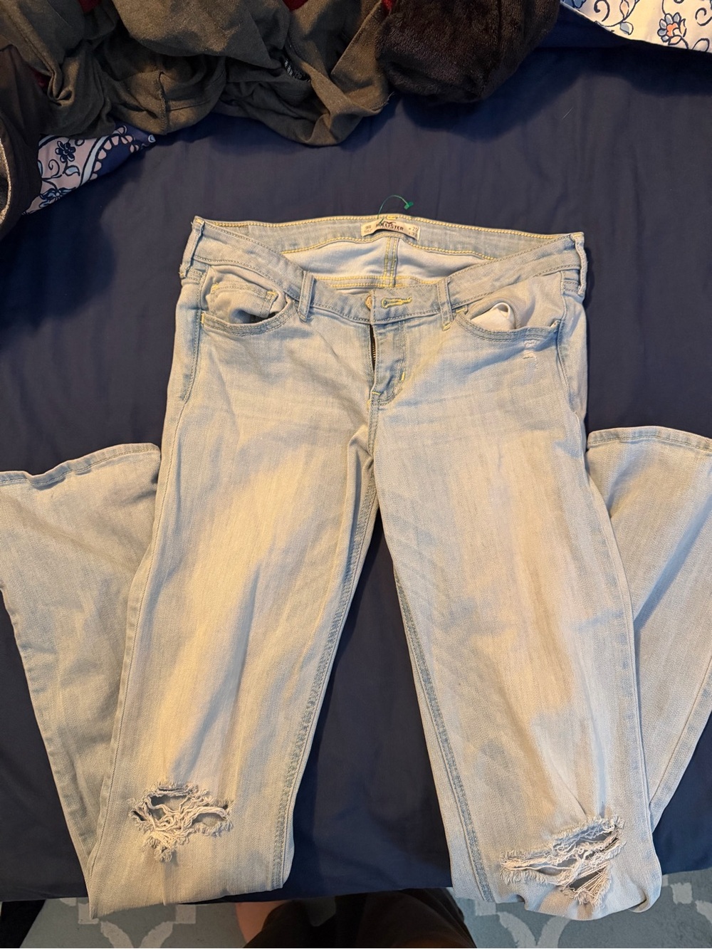 Hollister Light Wash Wide-Leg Distressed Jeans